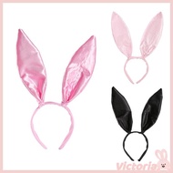 VIC Easter Bunny Ear Headband Bunny Cosplay Satin Hair Hoop Masquerade Headband