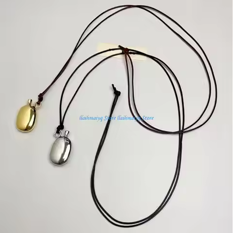 573B Versatile Leather Rope Necklace with Eye Catching Wine Bottle Charm for Women