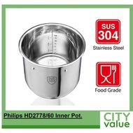 Philips HD2778 Inner Pot. 6 Litres Capacity.Stainless Steel. Use for Philips HD2137, HD2237, HD2178, HD2145.