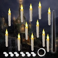 [Dolity2] 12Pcs Hanging Candles LED Taper Candles LED Flameless Flying Candles for Fireplace Table Christmas Ornament