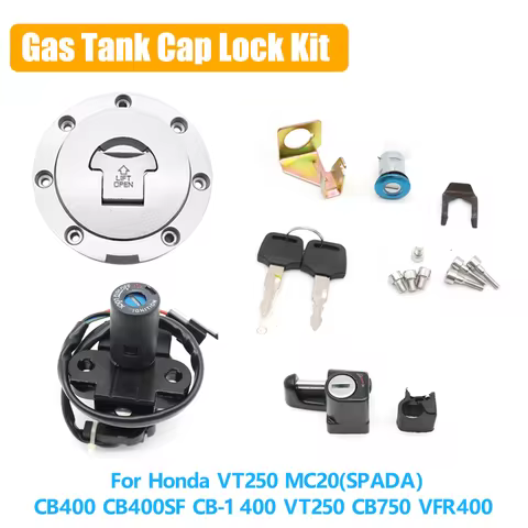 For Honda VT250 MC20 SPADA CB400 CB400SF CB-1 400 VT250 CB750 VFR400 Motorcycle Fuel Gas Cap Seat Lo