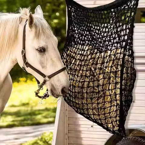1Pc Durable Slow Feed Hay Net Large Capacity Hanging Horse Hay Bag 80x90cm Hay Feeder Bag for Horses