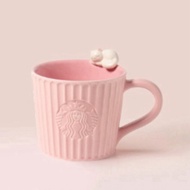 Starbucks pink mug with cat ornament