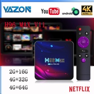 FVBGNHBVCS YAZON H96 Max V11 Set Top Box Rockchip RK3318 Android 11 4GB 64GB Dual WiFi 2.4G/5G DDR4 BT 4.0 4K HDR Smart TV Box