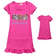 [Brand New]❃ 2-12 Years Baby Girl Tshirt Pajamas Dress Cotton Roblox Comfortable Kids Ice Silk Pyjam