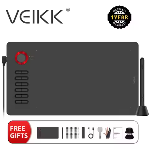 Graphics Tablet VEIKK A15PRO Digital Drawing Tablet with Battery Free Stylus Tilt Function Support A