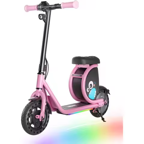 Children's Electric Scooter for Ages 5-9: LED Lights, 56Wh Battery, 5 Miles Range, Storage, Drum Bra