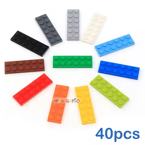 40pcs DIY Building Blocks Thin Figures Bricks 2x6 Dots 12Color Educational Creative Size Compatible 
