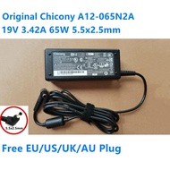 2ปีของแท้19V 3.42A 65W Chicony A12 065N2A A065R116L อะแดปเตอร์ AC สำหรับ MSI โมเดิร์น14 A10M 682CA A