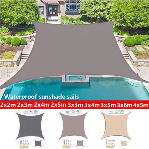 3x5m 3x6m 4x5m outdoor waterproof and UV shade sail 300D Oxford cloth shade canvas garden terrace ca