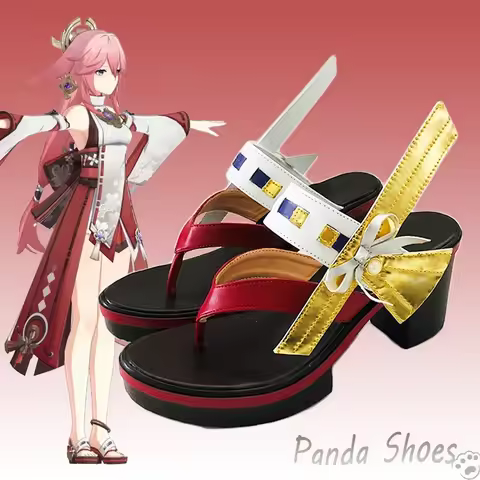 Genshinimpact Yae Miko Cosplay Shoes Anime Game Cos Clogs Boots Yae Miko Cosplay Costume Prop Shoes 