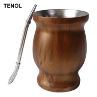 [TENOL] Yerba Mate Cup Set 8 Ounces Professional Versatile Easy to Clean Gourd Tea Cup Set for Tea R