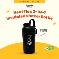 Heal Flex 3-IN-1 Insulated Shaker Bottle 600ML - BPA/BPS Free | Body Building Sports Exercise Mixing