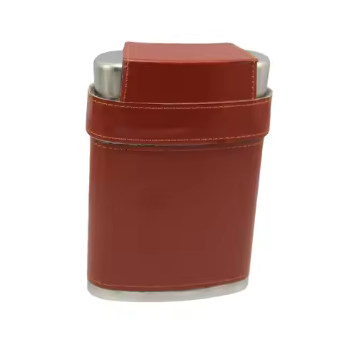 8oz Hip Flask for Men - 304(18/8) Stainless Steel Whiskey leather Flask Includes Funnel & 3cups logo
