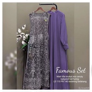 Busana kondangan terlaris brukat Famous Set gamis lebaran viral dewasa bahan brukat mix ceruty babyd