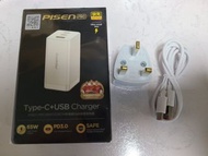 全新New 品勝PISEN PRO 65W 3-Port GAN TYPE-C+USB Charger DQ-18 65W 氮化鎵3口快速充電器 URTRA SMALL SIZE