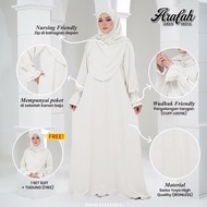 Jubah Muslimah Abaya Dress Muslimah kaftan Set Tudung Ironless Umrah - JUBAH ABAYA ARAFAH OFF WHITE