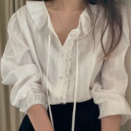 [FaithGet] 2025 Early Spring Korea Dongdaemun Retro PYT Gentle Lapel White Shirt BL13975