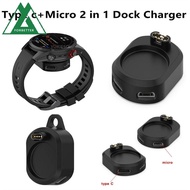 FORBETTER Dock Watch Charger for Garmin Series for Garmin Fenix 5 Charging Cradle 2 In 1 Type C Micro Smart Watch Charger
