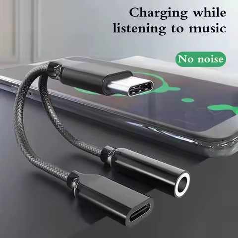 Nylon 2 In 1 Type-C To 3.5 mm Charger Headphone Audio Jack USB C Cable Type-C To 3.5mm Connector Ada