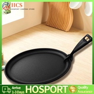 【HCS】Cast Iron 10.6 X 6.89in Sizzler Pan Oval Shape Steak Plate Fajita Skillet Sizzle Griddle Griddl