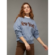 American Eagle เสื้อสเวตเตอร์ผู้หญิง GRAPHIC SWEATSHIRT สี VICTORIA BLU - 045-2788-465