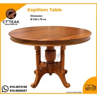 CT Teak Furniture Jati / Teak Wood Kopitiam Dining Table with Round Wood Top