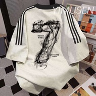 baju ootd lelaki baju t shirt lelaki baju ootd T-shirt lengan pendek kapas murni gaya Amerika vintag