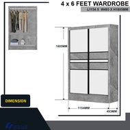 CASA-2Door Wardrobe / 4 ft Sliding Door / 4 Kaki Almari Baju Sliding / Bedroom Set / Almari Murah / 