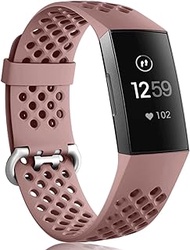 Wepro Bands Compatible with Fitbit Charge 4 / Charge 3 / Charge 3 SE, Waterproof Band with Breathable Holes for Women Men, Small, Large