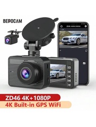Bepocam雙鏡頭行車記錄器內建gps和wifi,可記錄汽車攝影機的前後狀況。車輛錄影機和黑盒子、g 感知器循環記錄、車載 Dvr 攝影機停車監視器。
