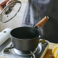 QM👍Cast Iron Uncoated Milk Pot Iron Pot Baby Food Supplement Iron Soup Pot Infant Small Pot Hot Milk Noodle Stew Pot BIG