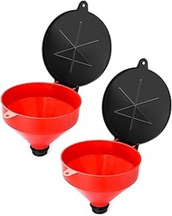 QWORK 4 Quart Lockable Drum Funnel with Removable Screen Filter, 2 Pack 2" BSP Adaptor Safety Plasti