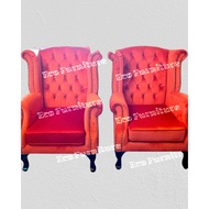 Kerusi Baldu Velvet Wing Chair 1 Seater Arm Chair Chesterfield Wing Chair