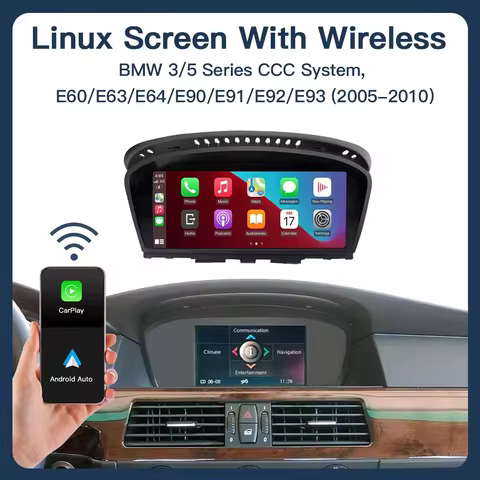 8.9inch Wireless Linux CarPlay Android Car Multimedia Screen for BMW 3 5 Series CCC, E60/E63/E64/E90