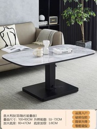 找得 - 小戶型簡約多功能升降茶機餐桌腳踏客廳（100*60CM 淺灰色 彩釉岩玻款）13023