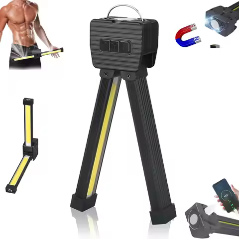 Posing Lamp Gym, 7th Gear Dimming, Portable Magnet LED Flashlight with Hanging Hook, Magnetic Work L