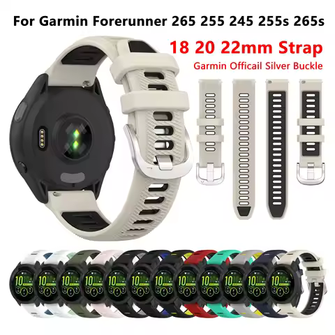 18 20 22mm Soft Silicone Watch Band for Garmin Forerunner 265 255 245 Sports watch strap Forerunner 