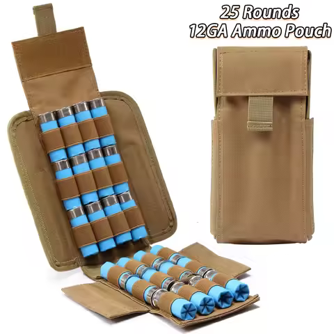 25 Rounds 12 Gauge Ammo Pouch Shotgun Shell Reload Holder Quick Access Molle Pouch Cartridge Waist P