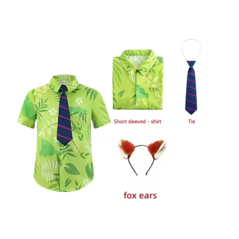 Cosplay Costumes Fox Cosplay Summer Shirt Tie+fox Ear Fox Suits Halloween Carnival Adult Unisex Kids