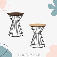 SHIRO Furniture Round Side Table Metal Leg Bulat Meja Kopi Besi Kaki Bedside Table End Table Bedroom