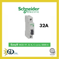 1Pole Schneider Easy9 MCB 32 30 C 6000A 230V Miniature Circuit-Breaker (EZ9F56132)