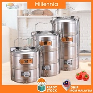 🔥Ready stock🔥 304 Stainless Steel 16 CM Air Tight 2/3/4 Layers Food Container Carrier Lunch Box Mang
