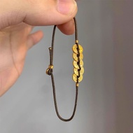 2025 Sand Gold Five Emperor Coins Lucky Bracelet Men Women Style Couples Red String Birthday Gift Mo