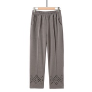 Ice Silk Plus Size Thin Harlan Pants for Women Summer New Hollowed Leg Elastic Waist High Waisted Lo