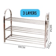 DM Stainless Steel Multilayer Space Saving Stackable Shoe Shelf Organizer Shoe Rack Cabinet Rack She