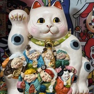 日本古董招財貓七福神大型裝飾壁掛