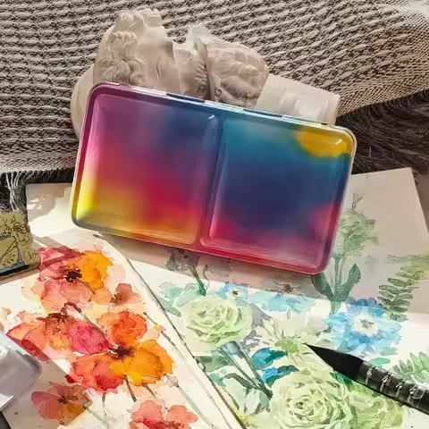 Art Supplies Empty Metal Painting Box Foldable Watercolor Storage Watercolor Paint Box Art Supplies