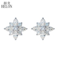 ⊙HELON Solid 18K 14k 10k White Gold 0.8ct Lab Grown Diamond Engagement Stud Earrings Women Wedding M
