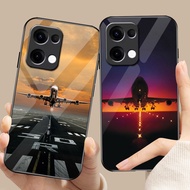 Aircraft Airplane Fly Travel 01 Glass Phone Case For Oppo A54 A74 4G A79 5G A94 A3X Reno 11 12 13 11